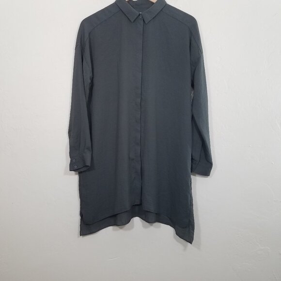 COS Long Sleeve Gray Button Up Shirt Dress Size 6 - Picture 1 of 6